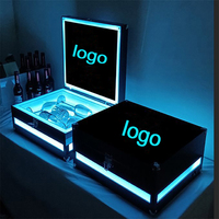 Valise de luxe à LED pour champagne, rechargeable, présentoir à spiritueux pour service VIP en boîte de nuit, logo personnalisé