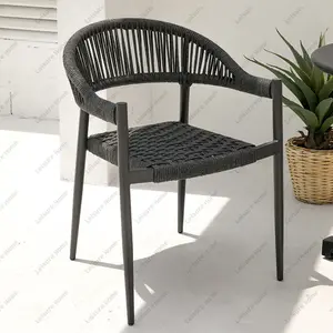 Wholesale Outdoor Black Metal Stacking Chair Outdoor Garden Hotel Patio Sofa Chair Alum Unique Outdoor Aluminum Stacking Chair