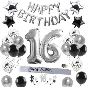 अमेज़न खुश जन्मदिन की पार्टी सजावट वयस्क मिठाई 16 पार्टी सजावट 16th जन्मदिन की पार्टी की आपूर्ति 16 जन्मदिन गुब्बारा सजावट