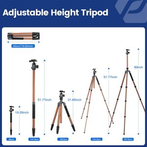 DSLR máy ảnh với bóng đầu và nhanh chóng phát hành tấm có thể tháo rời monopod cho máy quay tải lên đến 10kg/22lbs nhôm <span class=keywords><strong>Tripod</strong></span> - Product Image 6