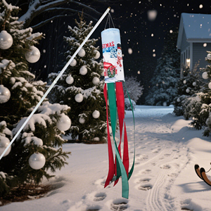 Custom Polyester Merry Christmas Windsock Decor WindSock Digital Printed Flying Wind Socks for Yard <b>Garden</b> Porch - Product Image 1