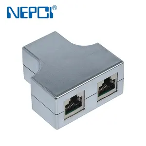 ขั้วต่อแจ็ค nepci Keystone XJY-NE-208S RJ45หุ้ม Cat5e 1แจ็คเป็น2แจ็ค Modular Inline Coupler