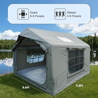 Tente gonflable de grande taille en tissu Oxford 600D de 8,0 mètres carrés, tente de camping imperméable, tente gonflable d'extérieur à deux couches