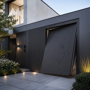 Porte de garage automatique de luxe en aluminium, moderne, noire, électrique, avec porte latérale pour <span class=keywords><strong>entrée</strong></span> de villa - Product Image 2