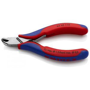 KNIPEX - 64 42 115 SB Electronics End Cutting Nipper Head espejo pulido, mangos con empuñaduras multicomponente, Oblique End Cutte - Product Image 1