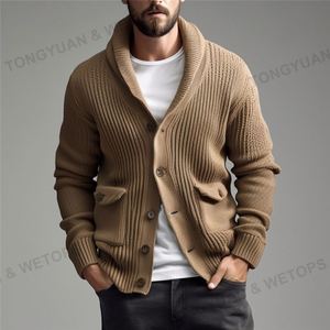 Custom <strong>Cardigan</strong> <strong>Men's</strong> Jersey Button-Down Shawl Collar <strong>Cardigans</strong> <strong>With</strong> <strong>Pockets</strong> Oversized Sweater - Product Image 4