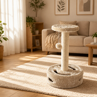 Arbre à chat en bois avec poteau à gratter en sisal, tour d'escalade pour chat d'intérieur, condo multi-niveaux et panier profond pour chats