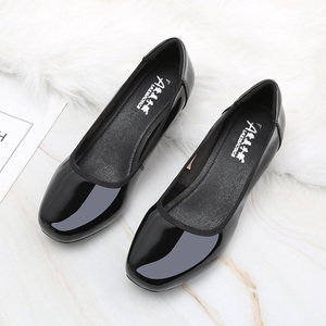 Phụ Nữ Chuyên Nghiệp Của Màu Đen Bằng Sáng Chế Da Bơm Vuông Đầu Dày Gót Làm Việc Giày Mềm Duy Nhất 4.5Cm Giày Cao Gót Cho Khách Sạn Chuyến Bay - Product Image 6