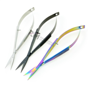 Ciseaux à sourcils incurvés en acier inoxydable couleur plasma, pointe affûtée, outil de beauté, ciseaux de maquillage pour droitiers, pour le soin des sourcils - Product Image 1