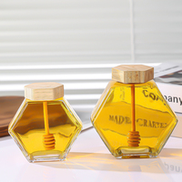 Botol Madu Kaca Heksagonal Transparan dengan Logo Kustom Grosir, Wadah Penyimpanan untuk Pengambil Madu, Botol Kosong