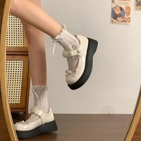 Chaussures Mary Jane légères en PU avec nœud papillon, style japonais J-K, à semelle épaisse, pour femme, nouvelle collection printemps 2026