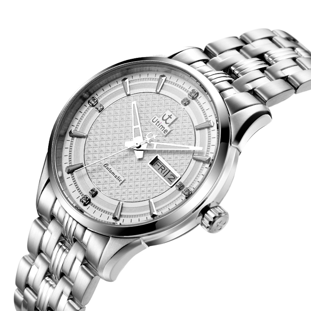 UTIME Luxury Stainless Steel Japanese Automatic Glass Luminous Dial Mechanical Watch for Men Fashion Design U0032G