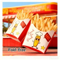 Boîtes à frites jetables en papier kraft recyclable, impression UV personnalisée du logo, emballage à emporter pour la restauration rapide