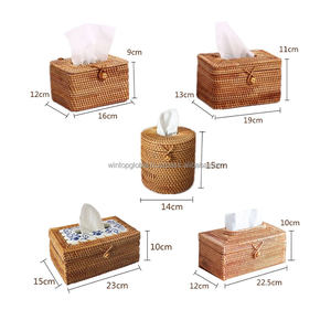 Caja de pañuelos de mimbre vietnamita tejida a mano Natural, caja de papel, servilleta para Decoración - Product Image 5