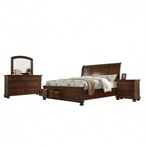 Juego de Dormitorio Baltimore Queen de 5 Piezas en Madera de Nogal Oscuro con Almacenamiento, Estilo Tradicional - Product Image 1