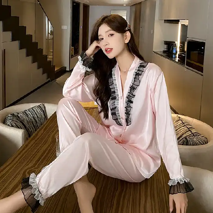 Satin Silk Sleepwear for Women's Set Pyjamas Winter Nightwear Designer  Pajamas - China Sleepwear and Pajamas price
