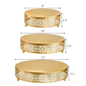 Fábrica <span class=keywords><strong>personalizada</strong></span> 8 "10" 12 "redondo caramelo pastel postre plato de exhibición Cupcake soportes Oro 3 piezas Metal pastel soporte conjunto - Product Image 4