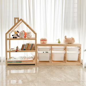 Gabinete de almacenamiento de <span class=keywords><strong>juguetes</strong></span> para niños de madera maciza, estante de libros de imágenes para sala de estar o dormitorio, estantería para bebés, casillero para <span class=keywords><strong>juguetes</strong></span> - Product Image 2