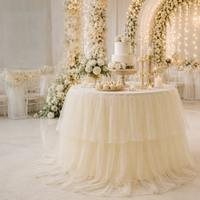 Jupe de table en maille pour mariage, fête, festival, table de desserts, nappe romantique en dentelle, accessoires de décoration