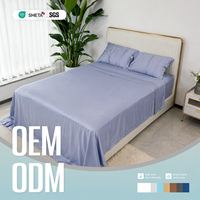 Ensemble de literie 4 pièces de luxe en fibre de bambou 100% naturelle 300TC, sur mesure, anti-statique, anti-acariens, pour hôtel, fabrication OEM