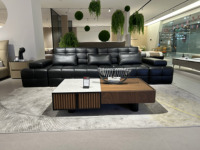 Ensemble de canapés modulaires modernes de grande taille, canapé moelleux à bulles, revêtement en cuir synthétique, rembourrage en éponge pour hôtels