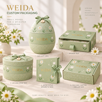 Boîte cadeau pour œufs en carton rigide personnalisée avec ruban tissé et nœud floral