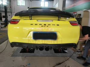 Pour <span class=keywords><strong>Porsche</strong></span> <span class=keywords><strong>981</strong></span> <span class=keywords><strong>Cayman</strong></span> Boxster fibre de carbone bord de pare-chocs avant diffuseur arrière becquet queue de canard petit ensemble de carrosserie - Product Image 6