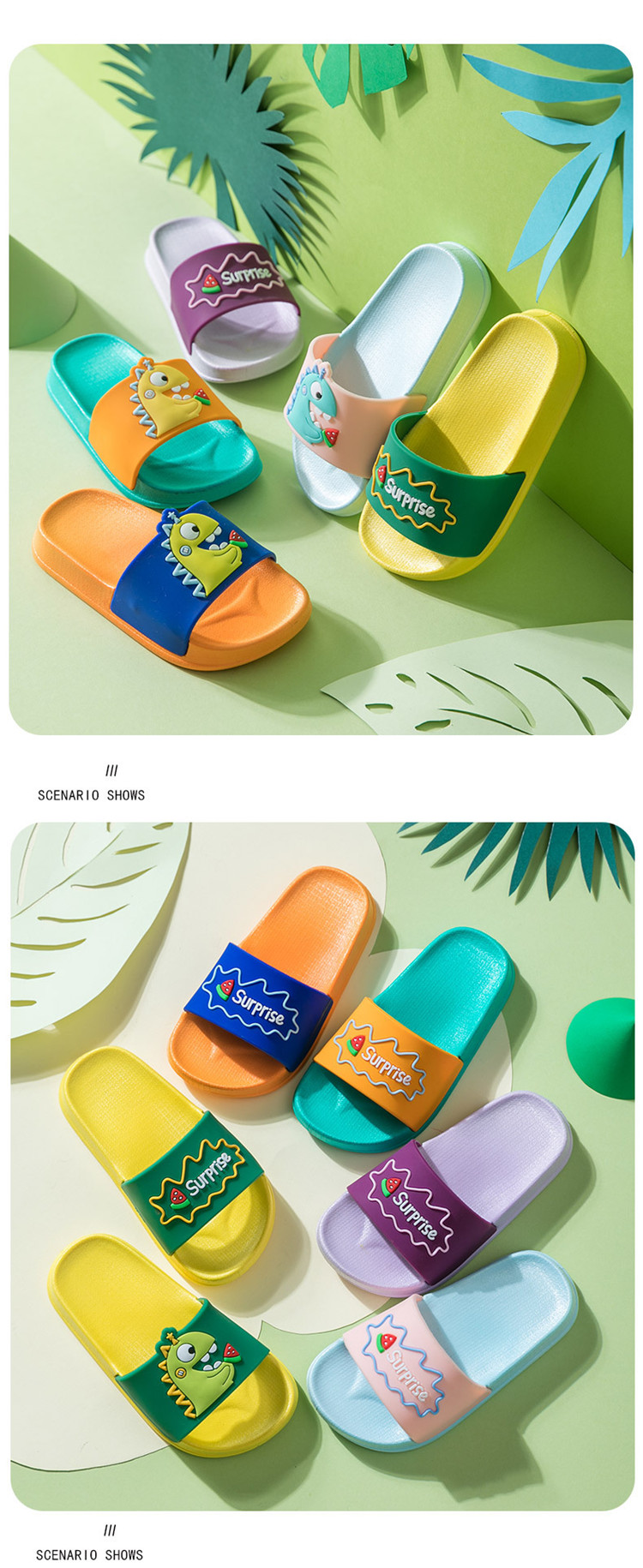 Custom Slippers Summer Kids Flip Flops Cartoon Fruit Beach Sandals Shoes Children Slippers