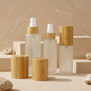 Envase Cosmético al por Mayor de 30ml 50ml 60ml 80ml 100ml 120ml, Botella de Vidrio Esmerilado con Pulverizador de Niebla Fina para Lociones, con Tapa de Madera - Product Image 5