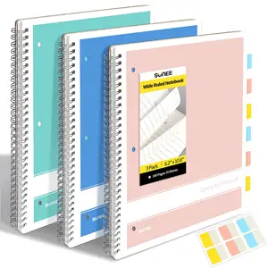 Spiral Bound Wide Ruled Hardcover Spiral Notebook 4 Pack Large Bullet Journals for College Student