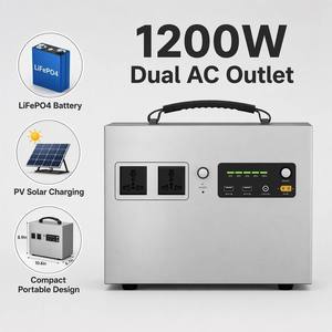 Station d'alimentation portable 1200W, générateur solaire, double sortie AC, 2 ports USB, entrée PV 12V, pour camping et secours domestique - Product Image 3