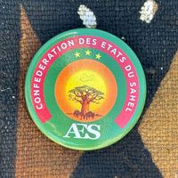 Badge en tissu personnalisé avec logo imprimé Alliance des États du Sahel (AES), forme ronde, bouton-pin AES pour vêtements et chapeaux