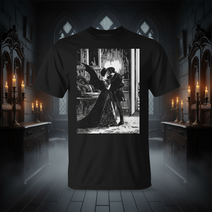 Camiseta Romántica Gótica Grunge con Estética Alternativa, Gráfico Personalizable de Beso de Vampiro para Promociones - Product Image 3