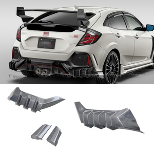 M Style Carbon Rear Bumper Lip Fins Spoiler Wing <b>Splitter</b> for Honda Civic FK8 Type R Diffuser 2012+ - Product Image 2