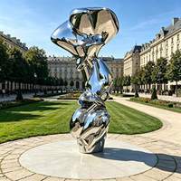 Sculpture moderne de grande taille en acier inoxydable poli RELONG, œuvre d'art abstraite, finition miroir, pour la décoration de jardins extérieurs et d'espaces publics