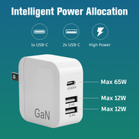 Chargeur GaN 65w avec câble Chargeur rapide Usb c Mini PD Wall Charger pour iphone 7 8 Plus X Xs 11 12 Pro Max