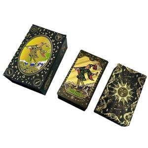 2025新款黑金箔太阳女神塔罗牌78张塑料桌游卡翻页书盒扑克牌 - Product Image 2