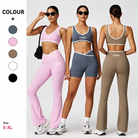 Set Yoga, Kain Lembut untuk Peregangan, Legging/Celana Pendek, Model Pengangkat Bokong, Logo Custom, Pakaian Olahraga Bernapas untuk Gym dan Kegunaan Sehari-hari