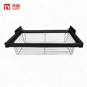 Panier de rangement pour vêtements en acier inoxydable à fermeture douce, extractible, pour armoire de chambre - Product Image 1