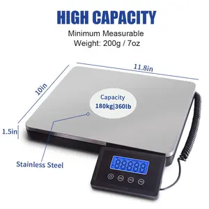 2023 Venda quente Balanço Digital 180kg Escala Pos Personalizado Pacotes Postais De Aço Inoxidável Bagagem Digital Shipping Scale