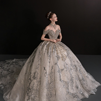 Robe de mariée Jancember Gt139, style princesse, romantique et élégante, avec appliques florales et strass féériques.