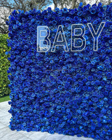Panel bunga latar belakang fotografi Baby Shower latar belakang dinding bunga biru Royal untuk dekorasi pesta ulang tahun pernikahan