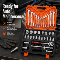 Kit de réparation de clé à main multifonctionnelle en acier au carbone de haute qualité 37 pièces pour étui rigide OEM de réparation de vélo et de voiture à la maison