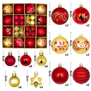 2024 New Shatterproof Christmas Decoration Plastic Paper Glass Bauble Ornaments Tree Hanging Box Packing Silk Screen Home Use