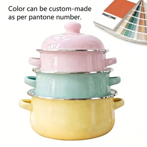 Juego de Cazuelas Redondas de Hierro Fundido Esmaltado con Tapa de Vidrio, con Logotipo Personalizado OEM - Product Image 2