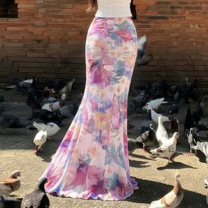 Falda Maxi de Gasa con Estampado Floral y Cintura Natural para Mujer, Ideal para Fiestas en la Playa, Venta al por Mayor - Product Image 4