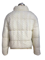 Parka matelassée en tricot torsadé pour femme, en fil extensible BPT de qualité supérieure, style anglais, coupe-vent, col montant, chaud pour l'hiver, OEM ODM