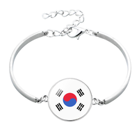 Bracelet personnalisé avec drapeau national d'Afrique du Sud, chaîne en métal et cabochon, idéal pour les matchs de football et comme souvenir de la culture européenne