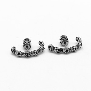 yunnique Skeleton Stud <b>Earrings</b> Tibetan Silver Skull Design Party Fashion Jewelry Titanium Steel <b>Post</b> GZYE-EC1007 - Product Image 5