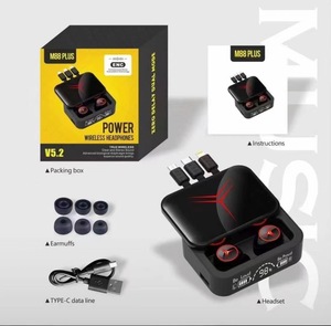 หูฟังไร้สาย Gaming M88plus TWS V5.<span class=keywords><strong>3</strong></span> เสียงสเตอริโอ ตัดเสียงรบกวน หูฟัง M88 Plus พร้อมพาวเวอร์แบงค์ สายชาร์จ <span class=keywords><strong>3</strong></span> in 1 - Product Image 6